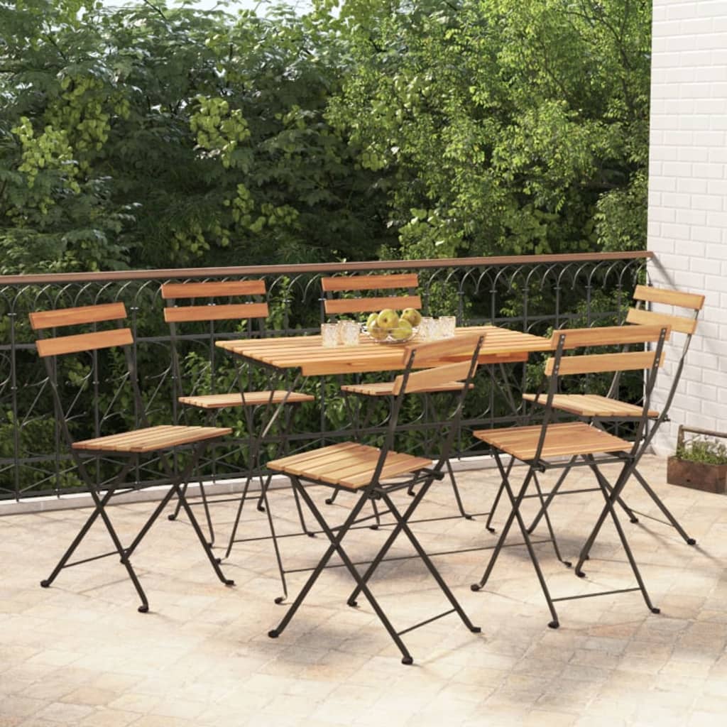 vidaXL Bistrostoelen 6 st inklapbaar massief teakhout en staal