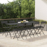 vidaXL Bistro Chairs 4 pcs foldable poly rattan and steel black
