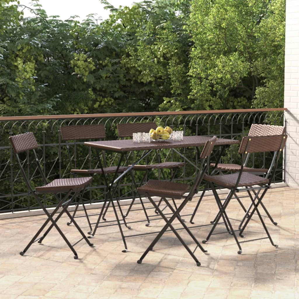 vidaXL Bistro Chairs 4 pcs foldable poly rattan and steel black