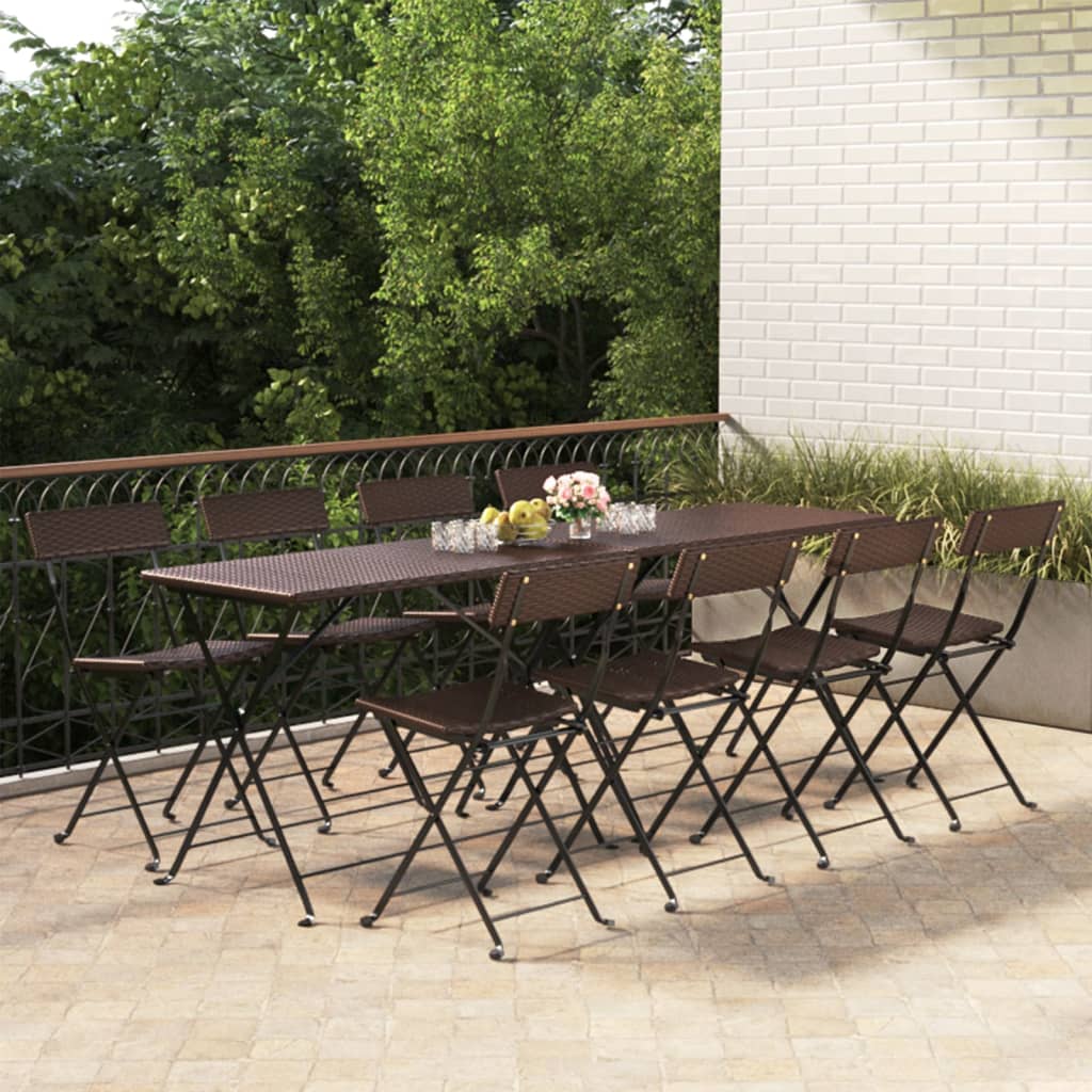 vidaXL Bistro Chairs 4 pcs foldable poly rattan and steel black