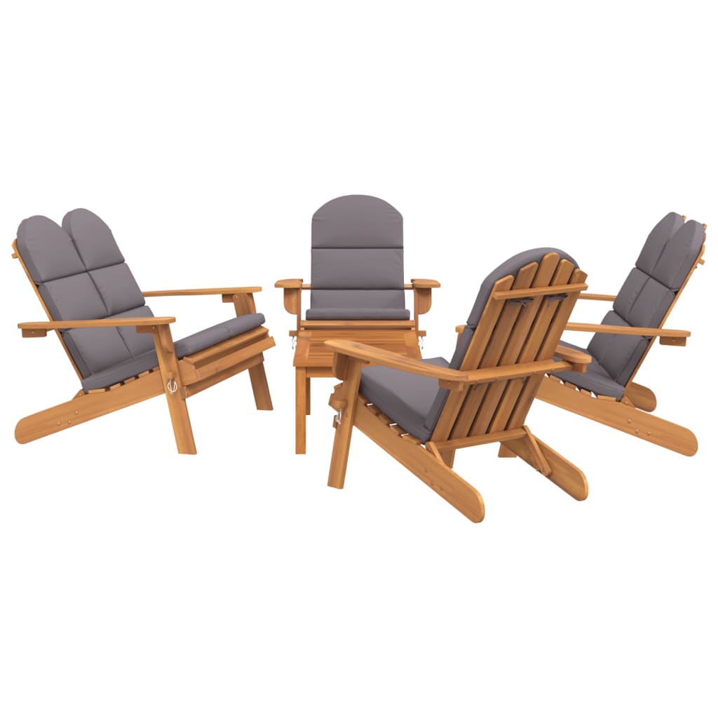 vidaXL 4-delige Loungeset Adirondack massief acaciahout