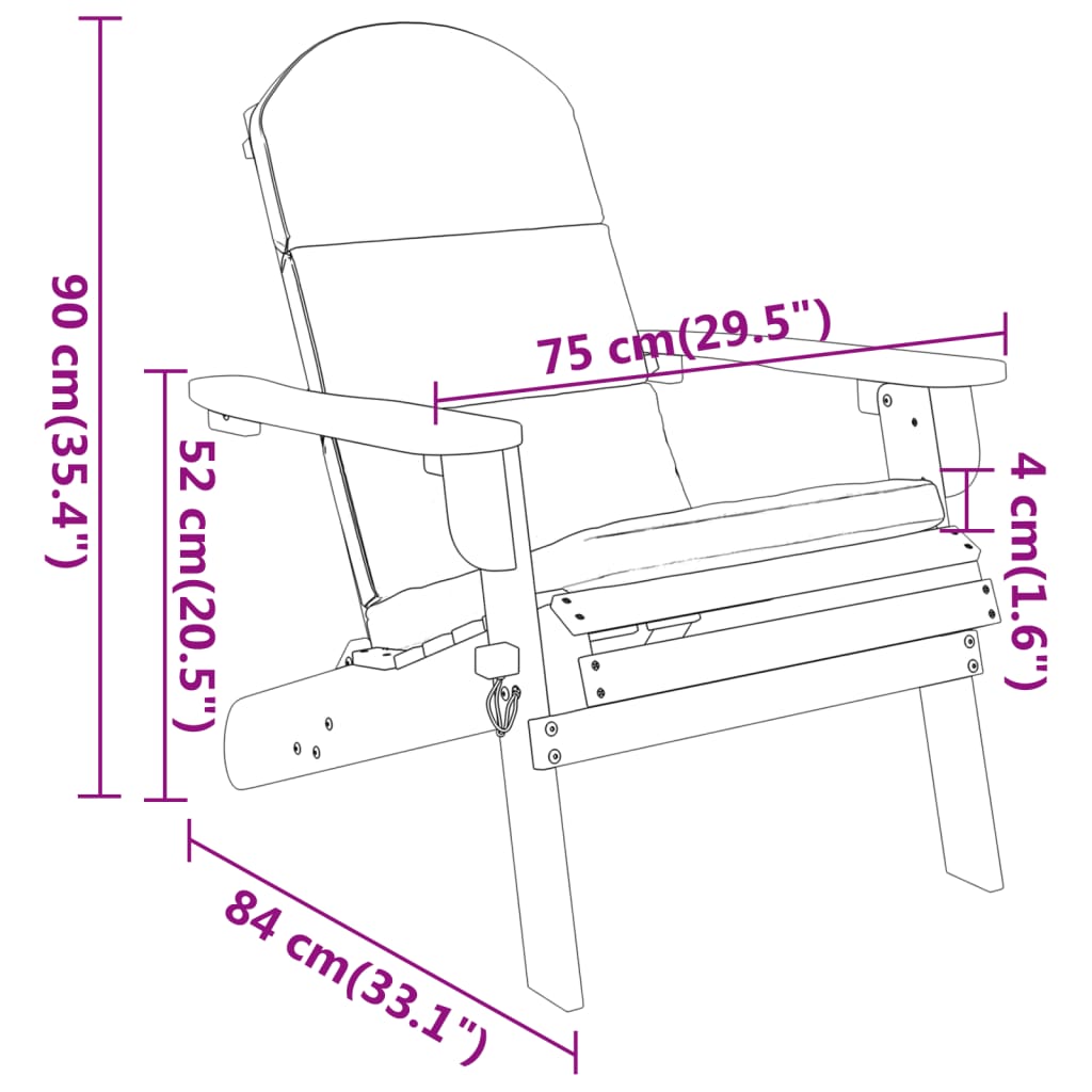 vidaXL 4-delige Loungeset Adirondack massief acaciahout