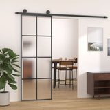 vidaXL Schuifdeur met beslag 76x205 cm ESG-glas en aluminium