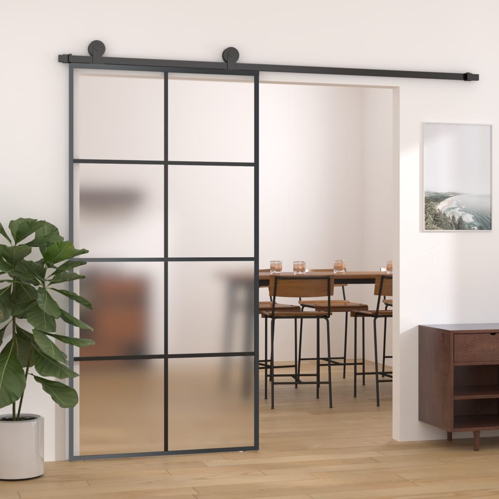 vidaXL Schuifdeur met beslag 76x205 cm ESG-glas en aluminium