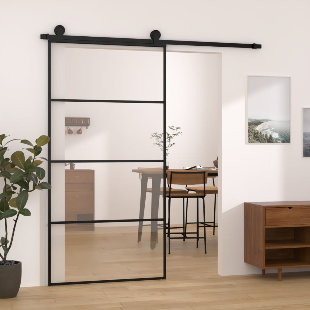 vidaXL Schuifdeur met beslag 76x205 cm ESG-glas en aluminium