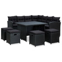 vidaXL 6-Piece Lounge Set with Cushions Poly Rattan Black