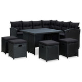 vidaXL 6-Piece Lounge Set with Cushions Poly Rattan Black