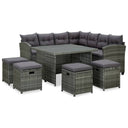 vidaXL 6-Piece Lounge Set with Cushions Poly Rattan Black