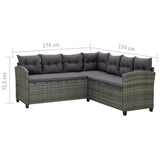 vidaXL 6-Piece Lounge Set with Cushions Poly Rattan Black