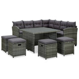 vidaXL 6-Piece Lounge Set with Cushions Poly Rattan Black