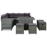 vidaXL 6-Piece Lounge Set with Cushions Poly Rattan Black