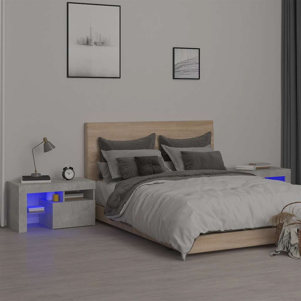 vidaXL Nachtkastjes 2 st LED-verlichting 70x36,5x40 cm wit