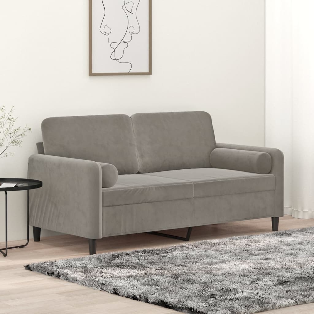 vidaXL Tweezitsbank met kussens 120 cm fluweel lichtgrijs