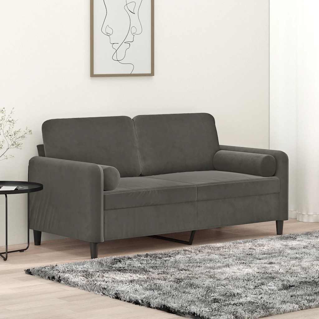 vidaXL Tweezitsbank met kussens 120 cm fluweel lichtgrijs