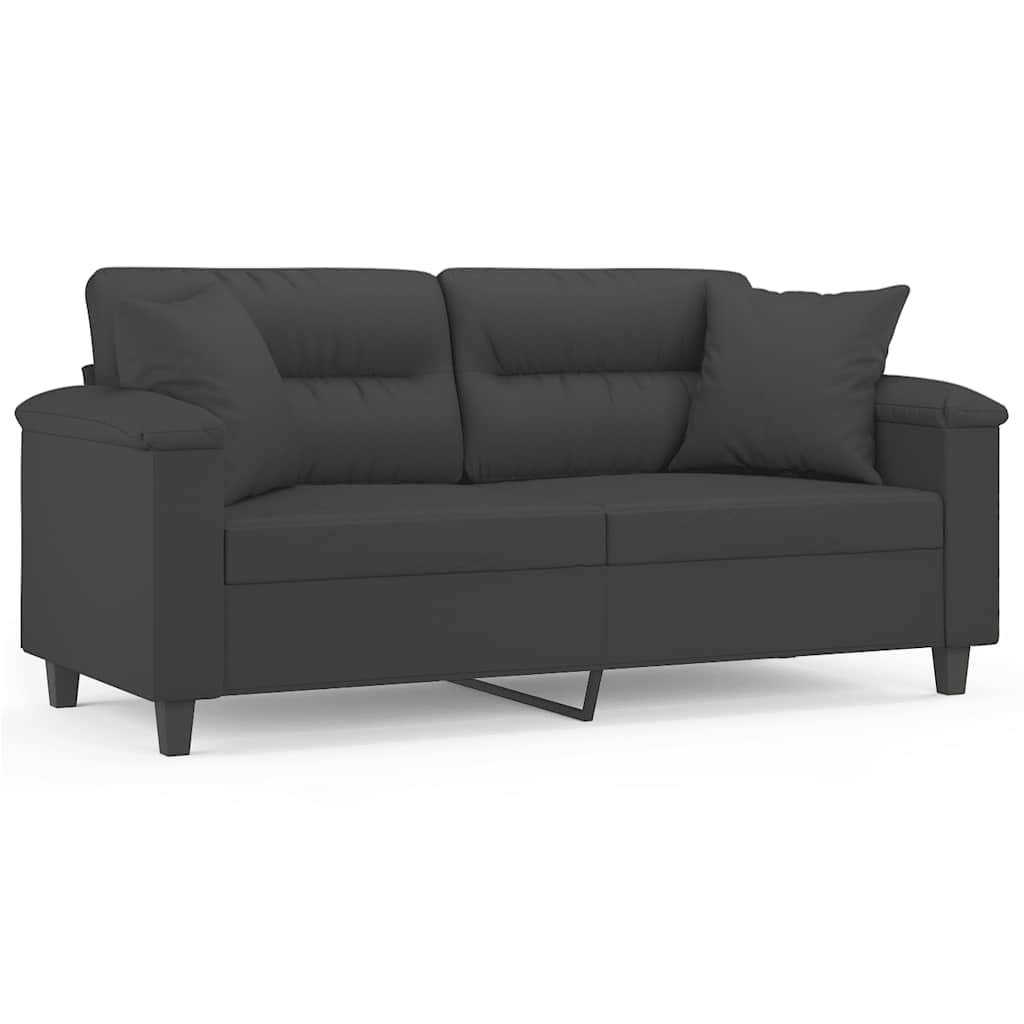 vidaXL Driezitsbank met kussens 210 cm microvezelstof donkergrijs
