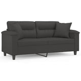 vidaXL Driezitsbank met kussens 210 cm microvezelstof donkergrijs