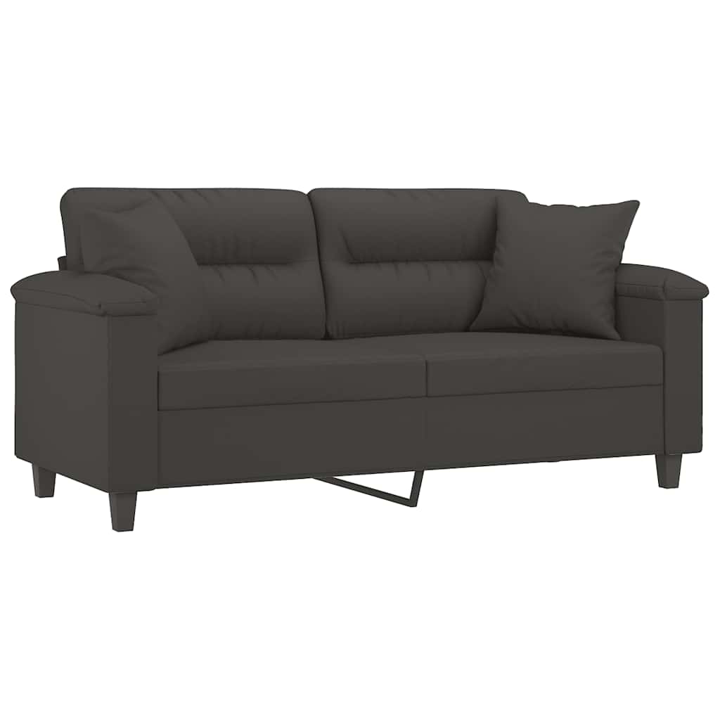 vidaXL Driezitsbank met kussens 210 cm microvezelstof donkergrijs