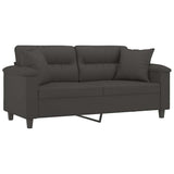 vidaXL Driezitsbank met kussens 210 cm microvezelstof donkergrijs