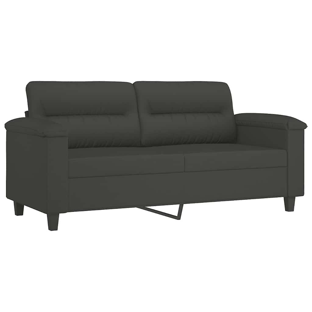 vidaXL Driezitsbank met kussens 210 cm microvezelstof donkergrijs
