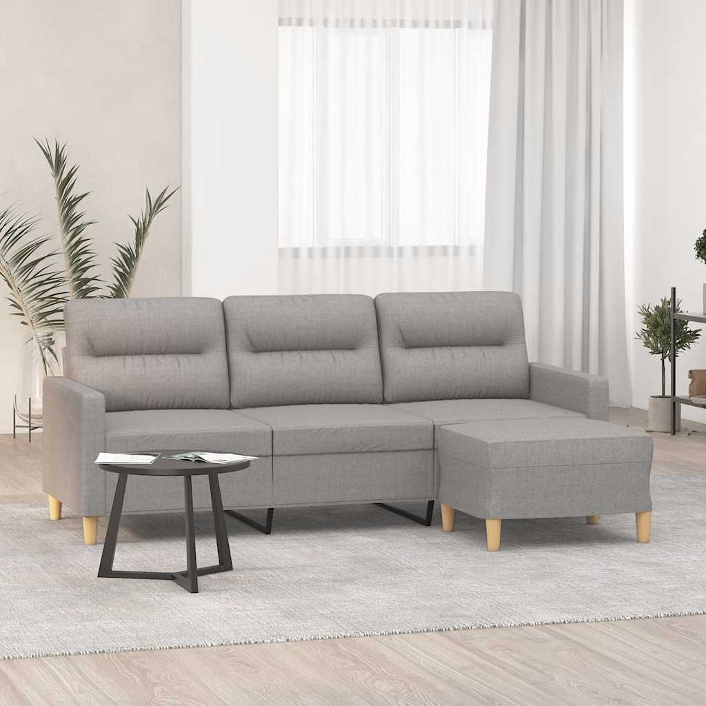 vidaXL Fauteuil met voetenbank 60 cm stof lichtgrijs
