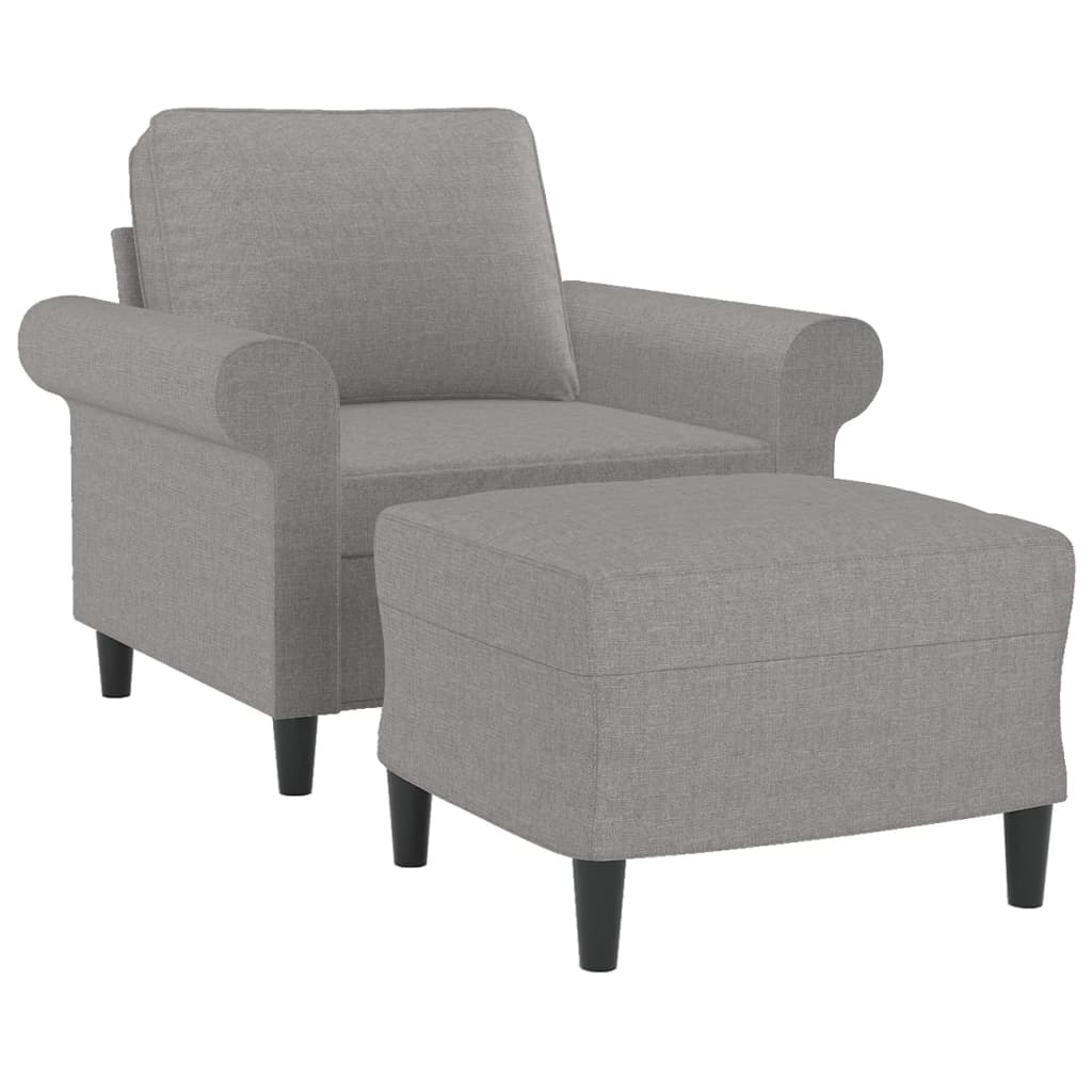 vidaXL Fauteuil met voetenbank 60 cm stof lichtgrijs