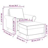 vidaXL Fauteuil met voetenbank 60 cm stof lichtgrijs