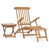 vidaXL Ligstoelen 2 st met voetsteun massief teakhout