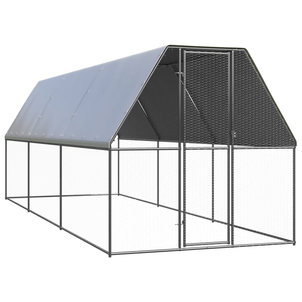 vidaXL Buitenhok voor kippen 2x4x2 m gegalvaniseerd staal