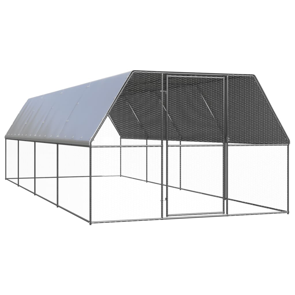 vidaXL Buitenhok voor kippen 2x4x2 m gegalvaniseerd staal