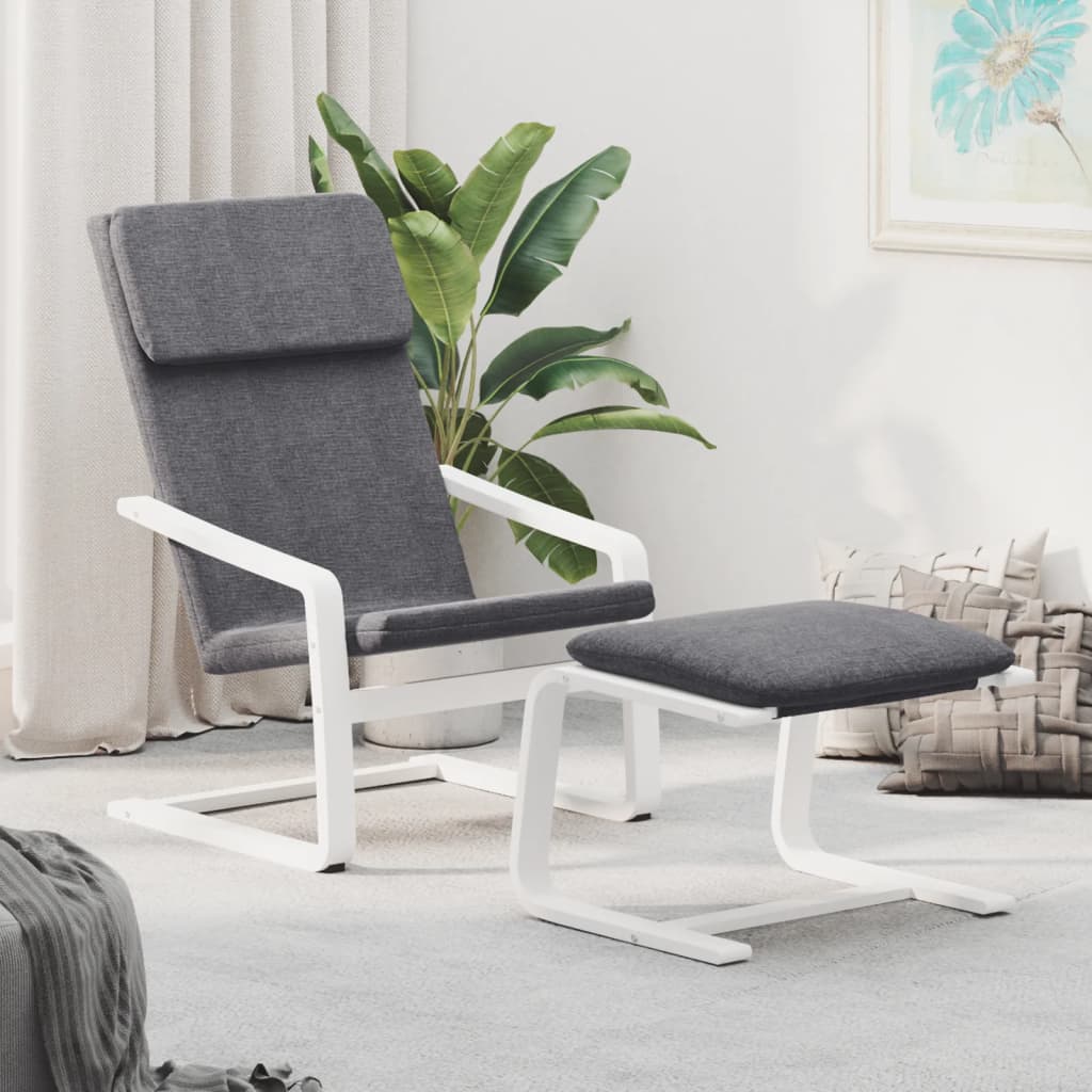 vidaXL Relaxstoel met voetenbank stof crèmekleurig