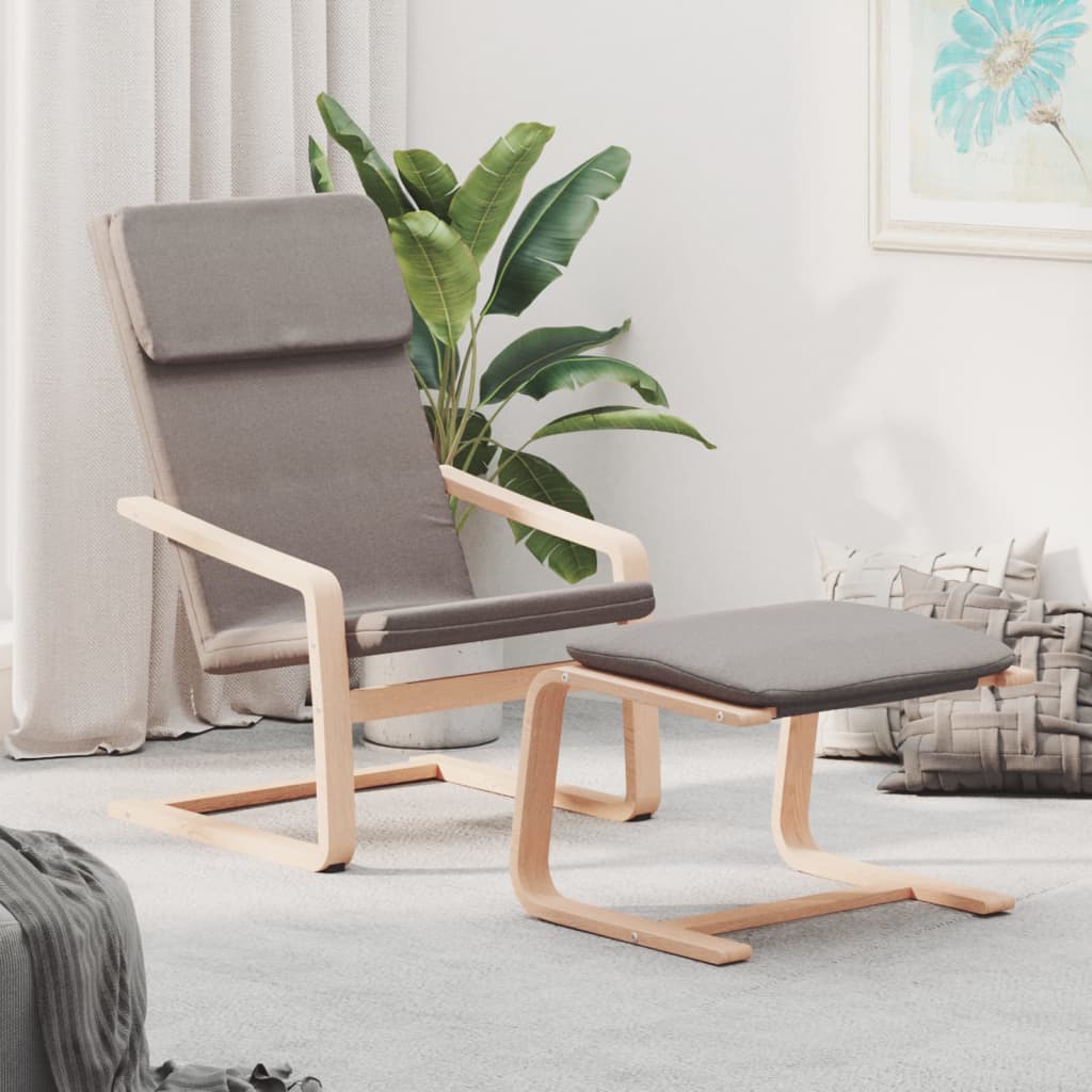 vidaXL Relaxstoel met voetenbank stof crèmekleurig