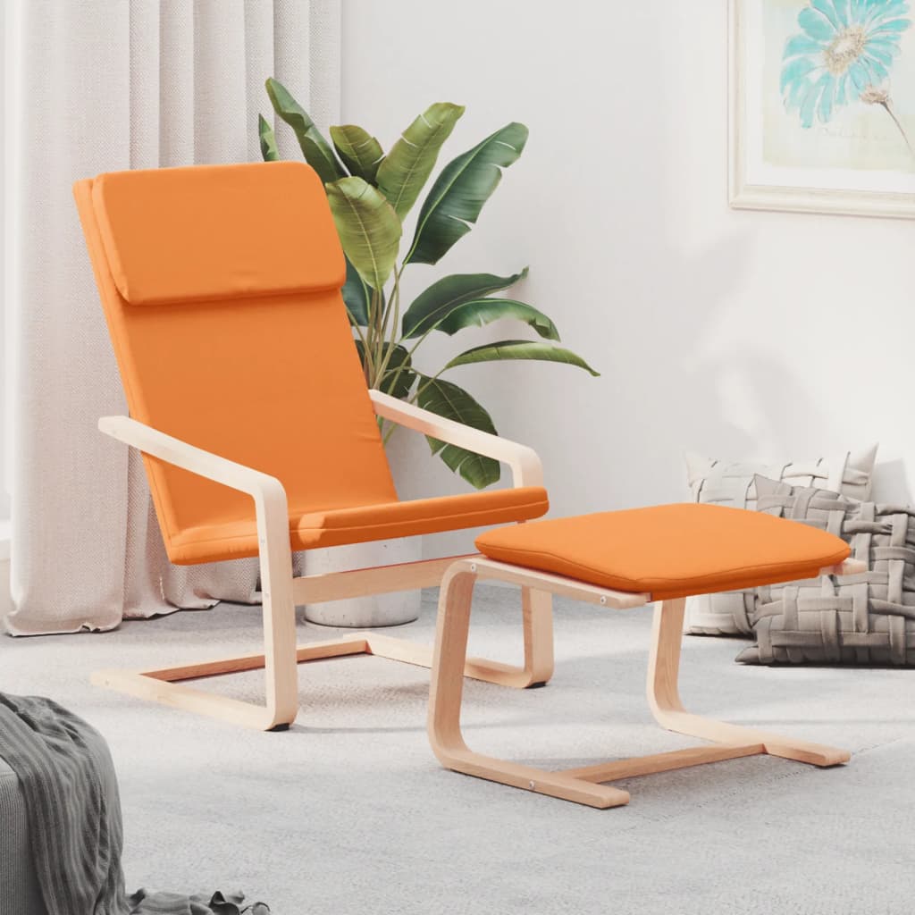vidaXL Relaxstoel met voetenbank stof crèmekleurig