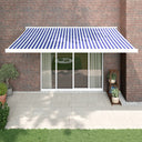 vidaXL Luifel uittrekbaar 3,5x2,5 m stof en aluminium blauw en wit