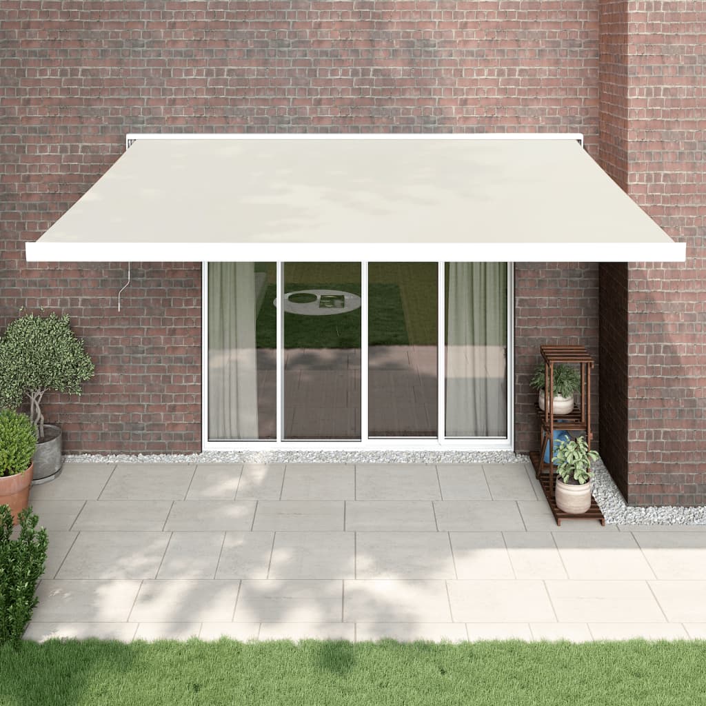 vidaXL Luifel uittrekbaar 3,5x2,5 m stof en aluminium blauw en wit