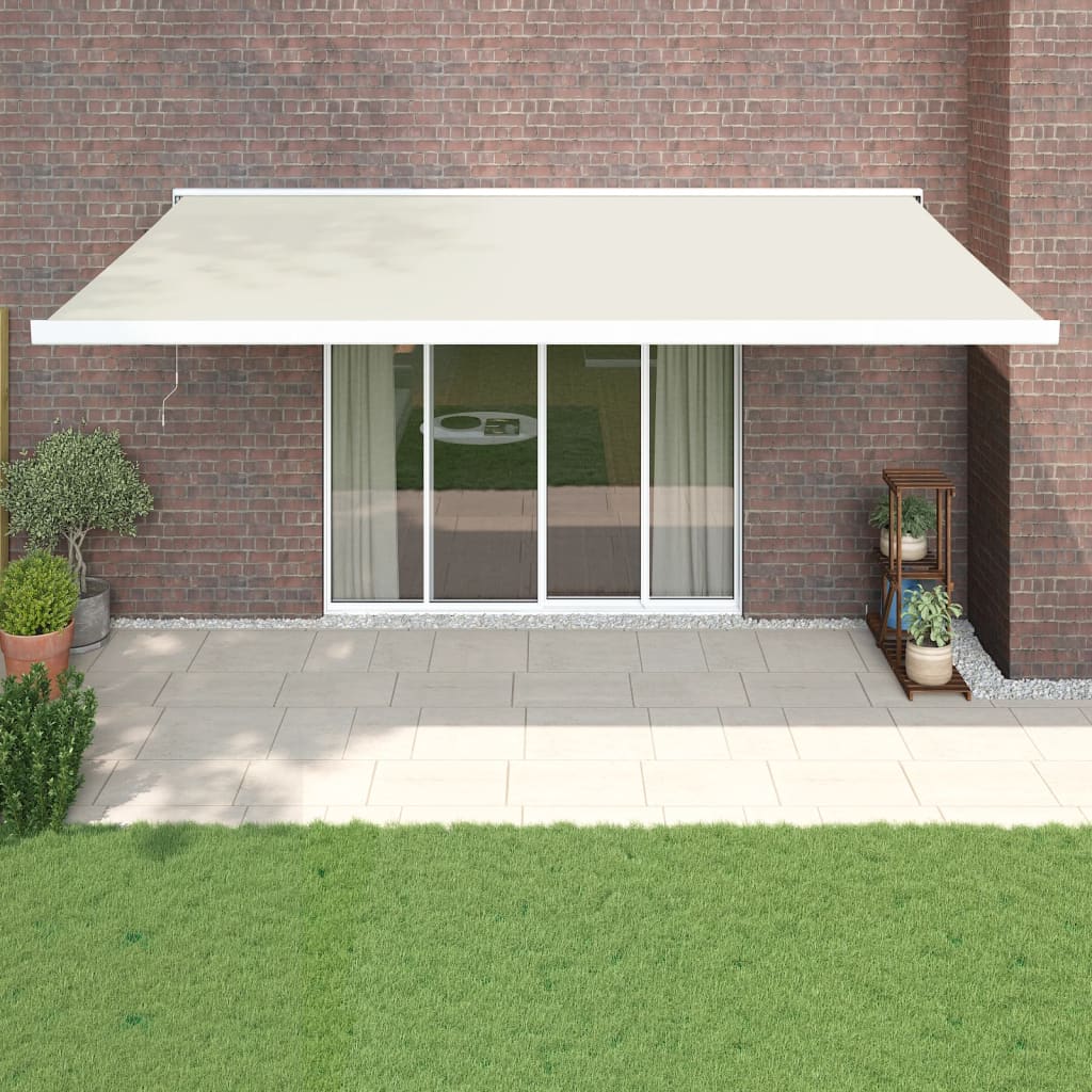 vidaXL Luifel uittrekbaar 3,5x2,5 m stof en aluminium blauw en wit
