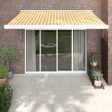 vidaXL Luifel uittrekbaar 3,5x2,5 m stof en aluminium blauw en wit