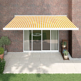 vidaXL Luifel uittrekbaar 3,5x2,5 m stof en aluminium blauw en wit