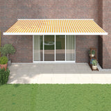 vidaXL Luifel uittrekbaar 3,5x2,5 m stof en aluminium blauw en wit