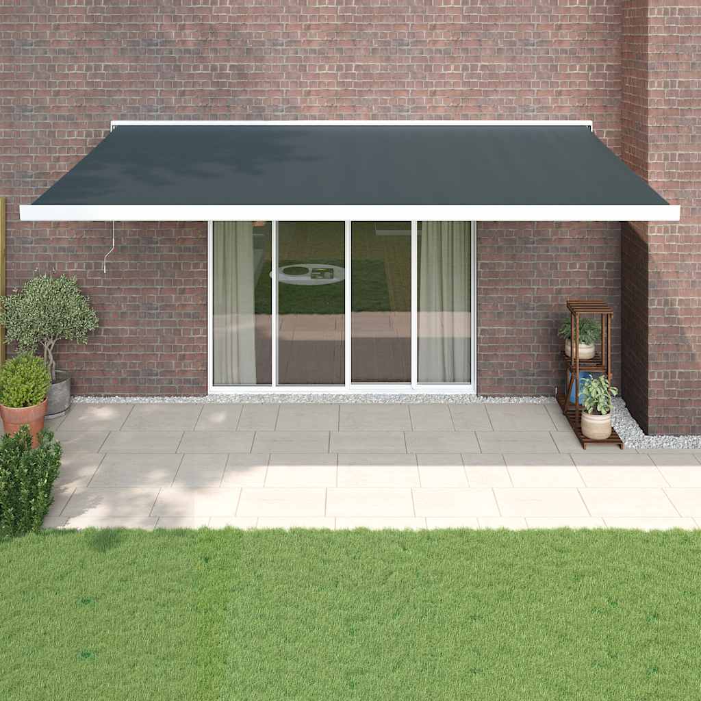 vidaXL Luifel uittrekbaar 3,5x2,5 m stof en aluminium blauw en wit