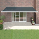 vidaXL Luifel uittrekbaar 3,5x2,5 m stof en aluminium blauw en wit