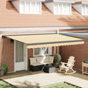 vidaXL Luifel uittrekbaar 3,5x2,5 m stof en aluminium blauw en wit
