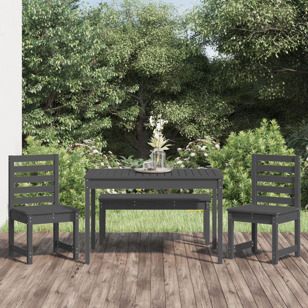 vidaXL 4-delige Tuinset massief grenenhout grijs