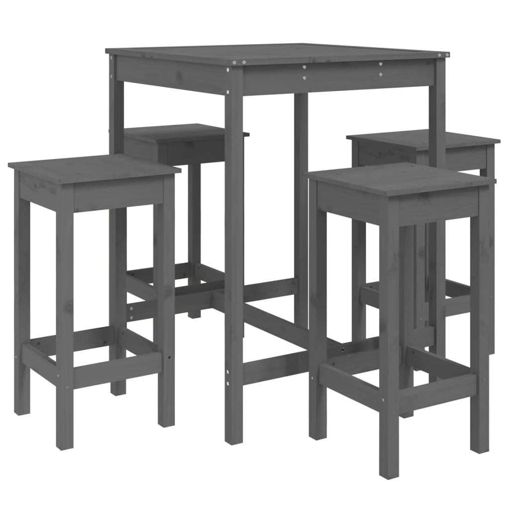 vidaXL 5-piece Garden Bar Set Solid Pine Wood White