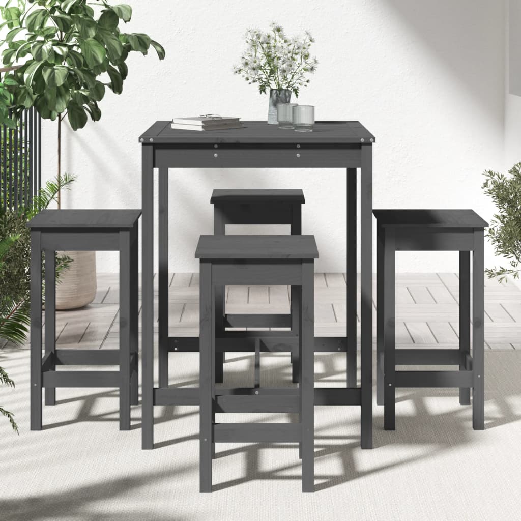vidaXL 5-piece Garden Bar Set Solid Pine Wood White