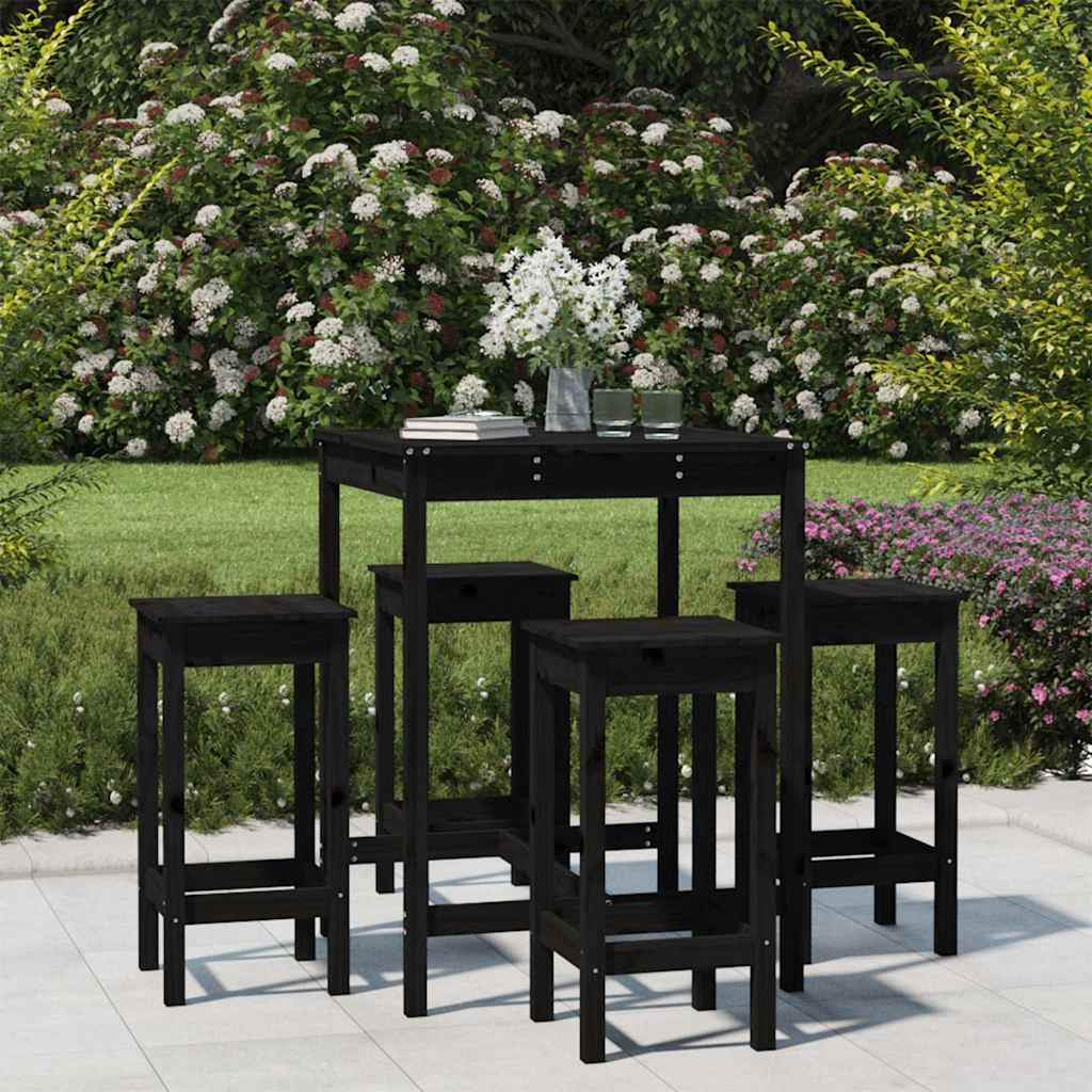 vidaXL 5-piece Garden Bar Set Solid Pine Wood White