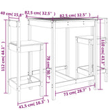 vidaXL 3-Piece Bar Set Solid Pine Wood