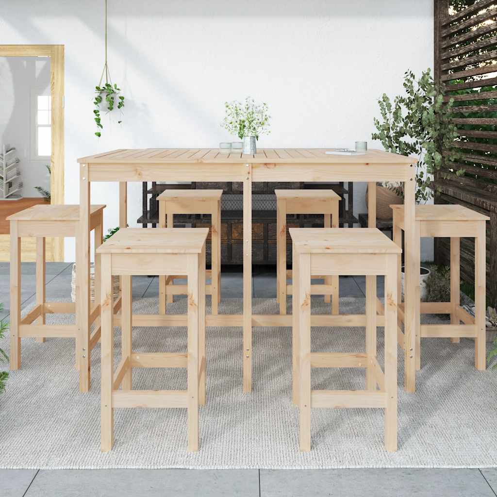 vidaXL 7-delige Tuinbarset massief grenenhout