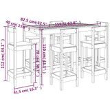 vidaXL 7-delige Barset massief grenenhout
