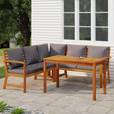 vidaXL 4-Piece Garden Lounge Set with Cushions Solid Acacia Wood
