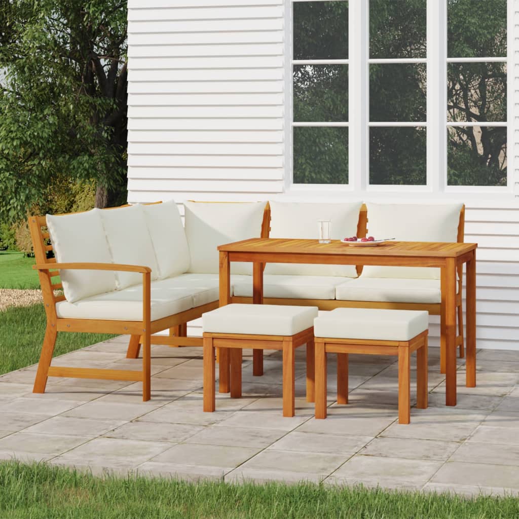 vidaXL 4-Piece Garden Lounge Set with Cushions Solid Acacia Wood